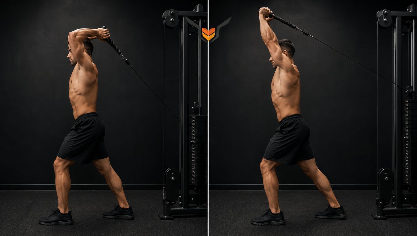 Extension triceps au-dessus de la t&ecirc;te &agrave; la poulie